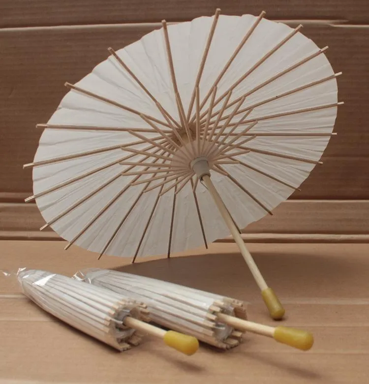 2021 Sonnenschirme für Braut und Hochzeit, weiße Papierschirme, chinesischer Mini-Handwerksschirm, 4 Durchmesser: 20, 30, 40, 60 cm