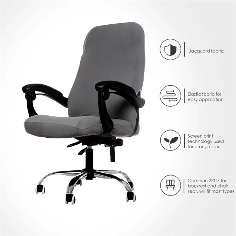 Cadeira de computador Spandex para escritório de estudo Slipcover Elastic Cinza Negro Negócio Vermelho Poltrona Capa 1 PC 211116