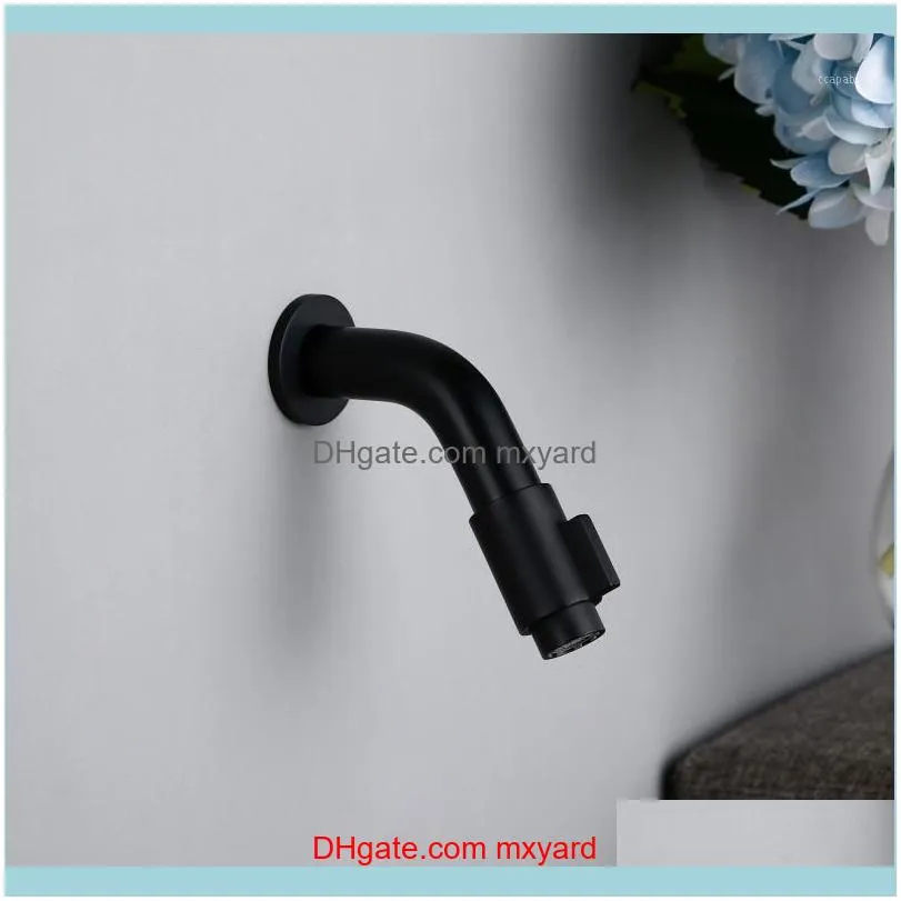 Bagnolux Solid Brass Wall Mounted Mat Black Color Basin Faucet Bathroom Accessories Cold Water Single Handle Round taps1