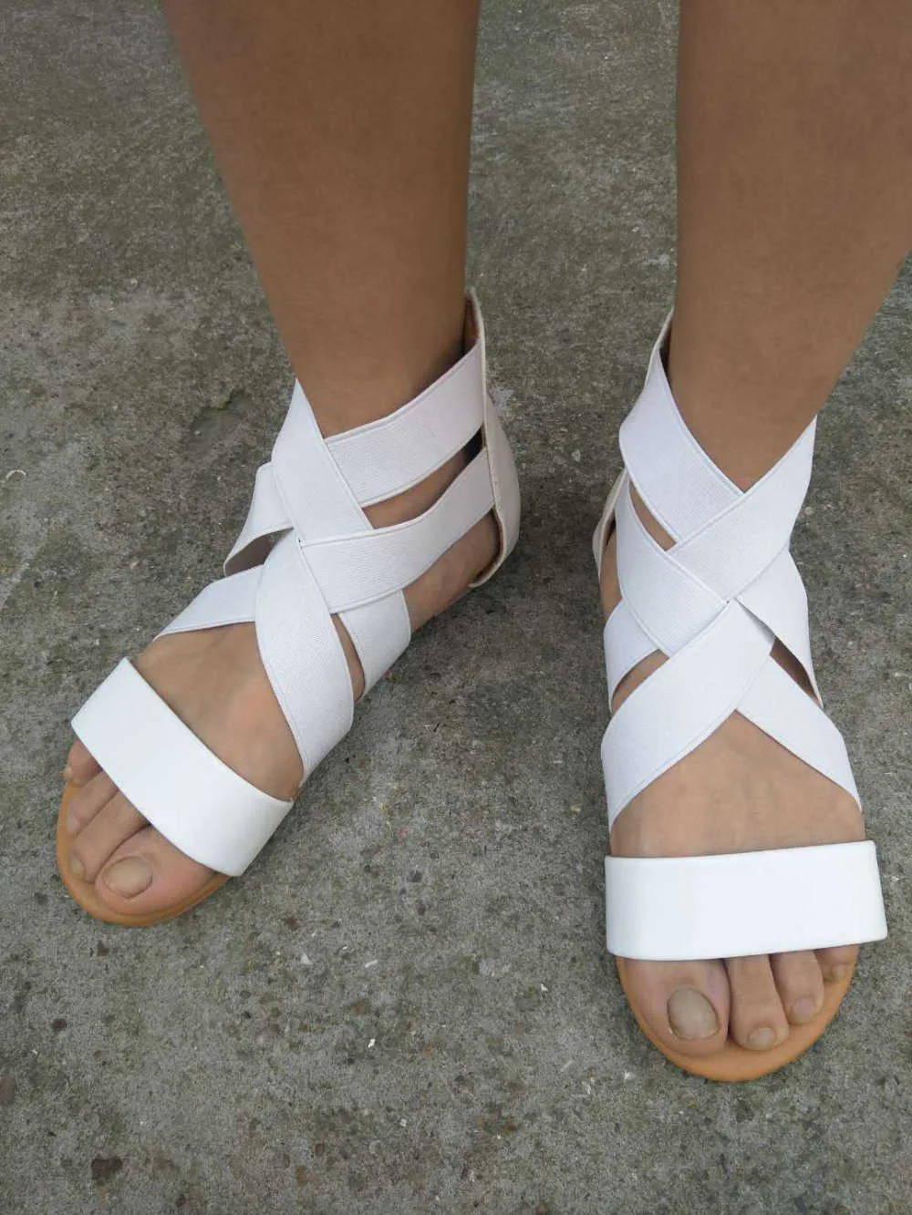 Imkkg Sandały Letnie Kobiety Przypadkowe buty Kobiet Gladiator Płaski Rzym Zip Feminina Soft Doto Sandalia M192 Y0721