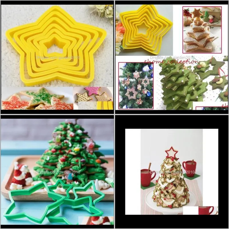 6pcs/set cookie cutter stars shape fondant cake biscuit cutter mold 3d cake decorating tools baking tool decorating tools