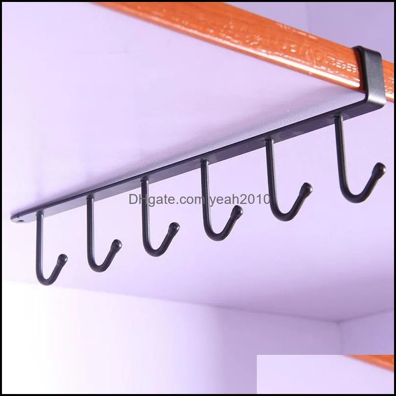 Hangers & Racks 2Pce Cabinet Non-marking Hooks Metal Wrought Iron Kitchen Utensils 6 Nail-free Storage