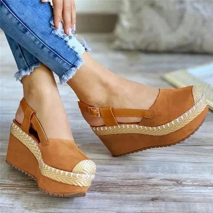 Sandals Sandalias de Ante Con Custuras Tejidas Y Punta Redonda Para Mujer, Zapatos Tacón Alto, Elegantes Sexys, Moda2021