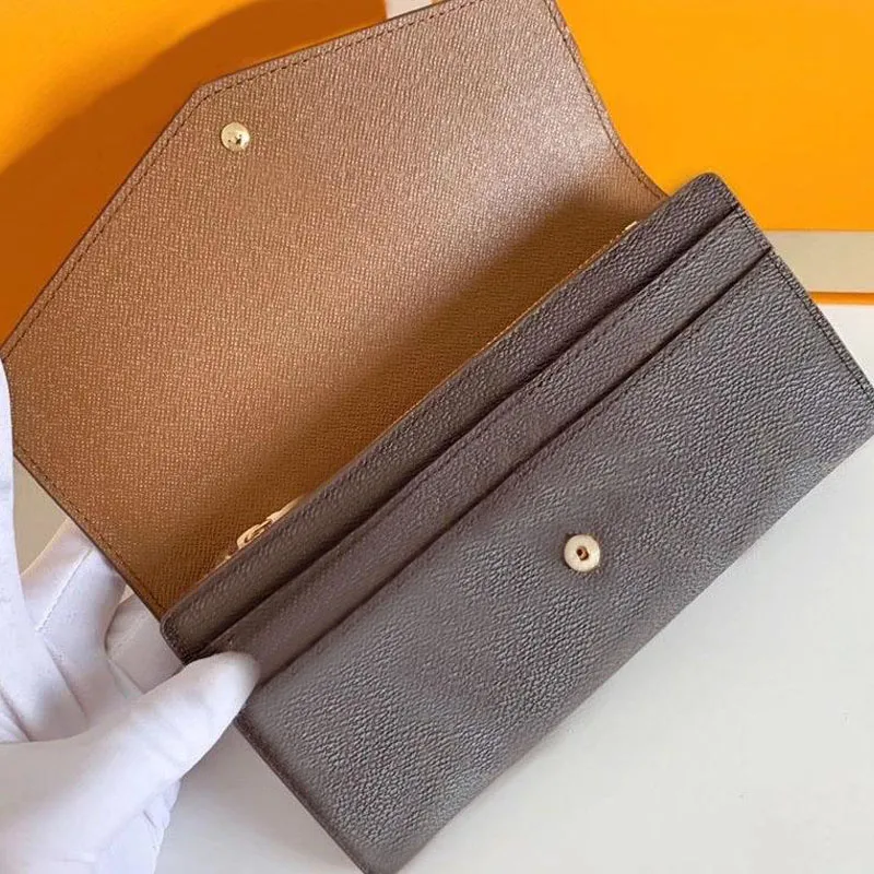 M60531/60668 carteira de embreagem moda feminina designer luxo ferrolho carteiras couro senhoras longo bolsa clássica com caixa laranja cartão