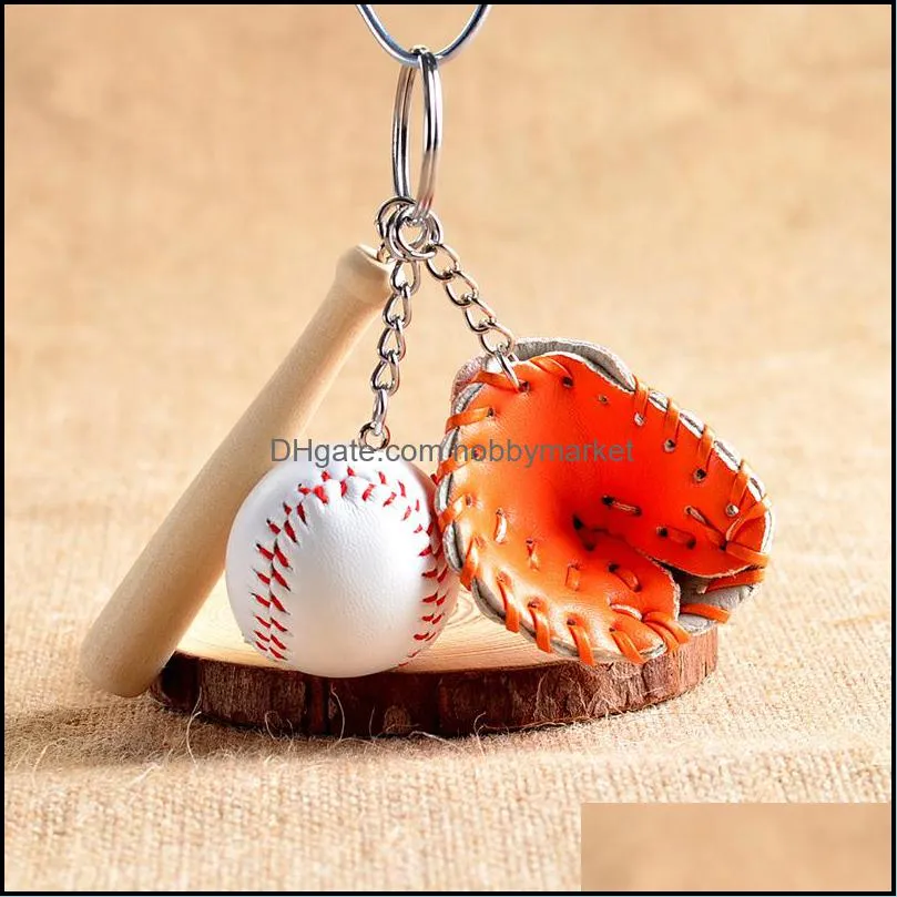 Promotional gifts simulation baseball key chain leather softball sport keyring wholesale spot