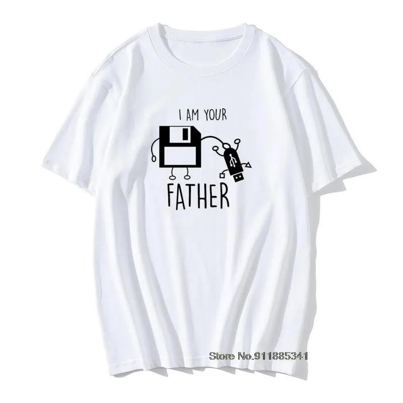 Herren T-Shirts Ich bin dein Vater Lustiges USB- und Disketten-Computer-Männer-T-Shirt Sommer/Herbst Vintage für Erwachsene Slim Fit Tops T-Shirts