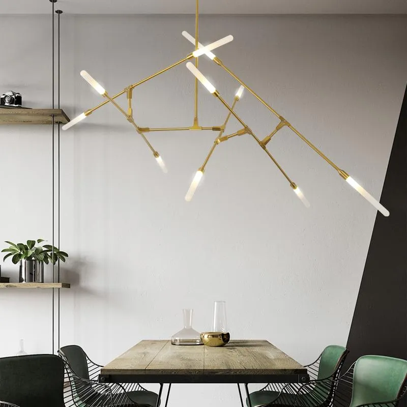 Żyrandole nowoczesny salon żyrandol Nordic Light luksusowy projektant minimalistyczny kreatywny pasek geometryczny restauracja oświetlenie