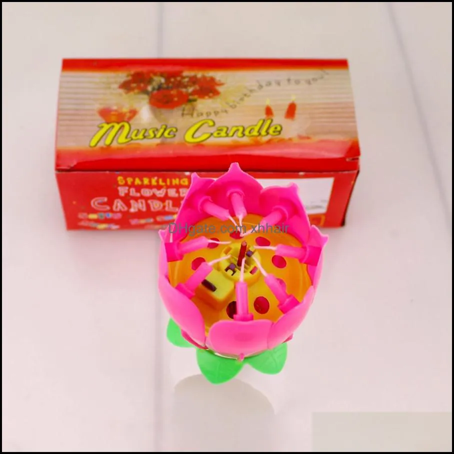 Lotus Music Candle Lotus Singing Birthday Party Cake Music Flash Candle Flower Music Candle Cake Accessories Holiday Supplies RRA3758