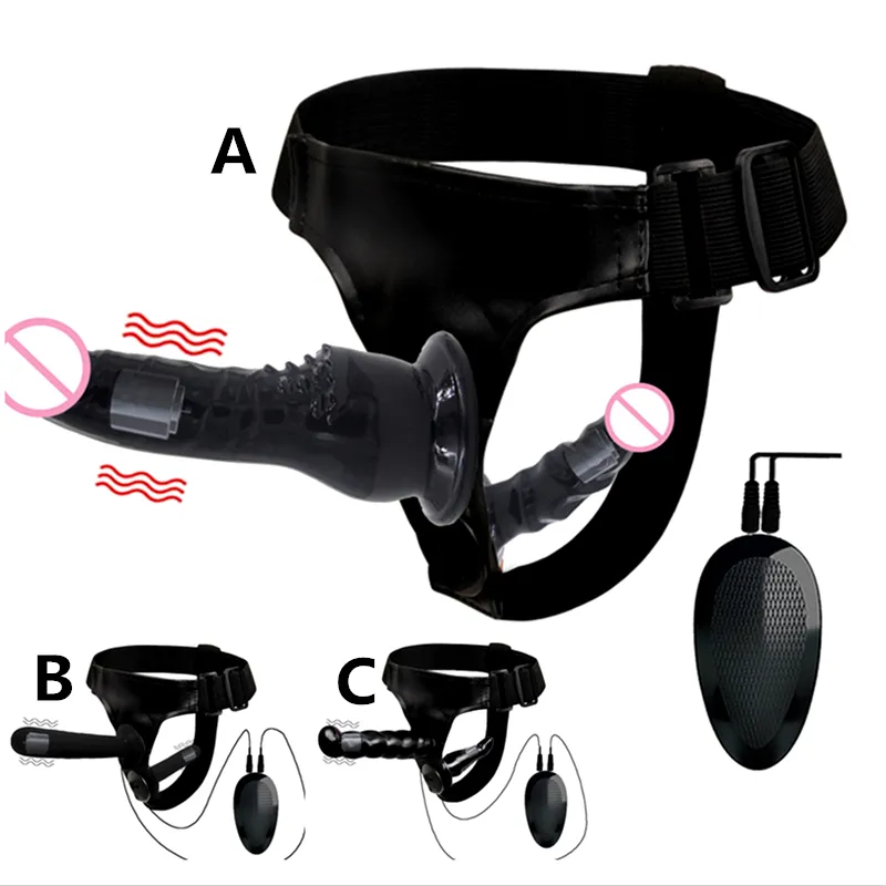 Double pénis godes réalistes Strapon Ultra élastique harnais ceinture sangle sur gros gode vibrateur adulte jouets sexuels pour femme lesbienne Y0408