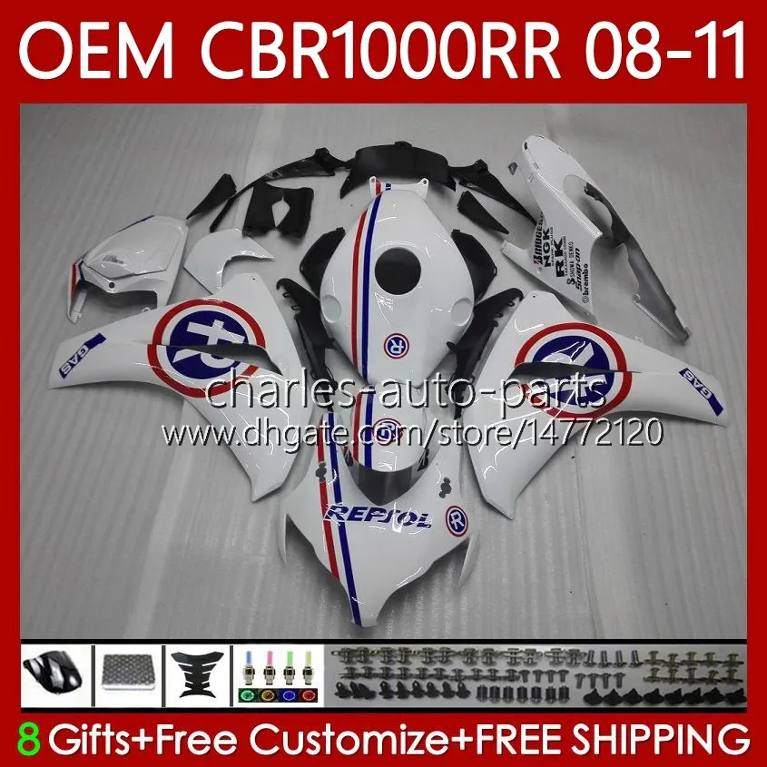 Molde da injeção para o corpo da Honda CBR1000 CBR 1000 RR CC 08-11 Bodywork 60no.22 CBR 1000rr 1000CC CBR1000RR 08 09 10 11 CBR-1000 2009 2011 2011 2011 OEM Blue R Branco