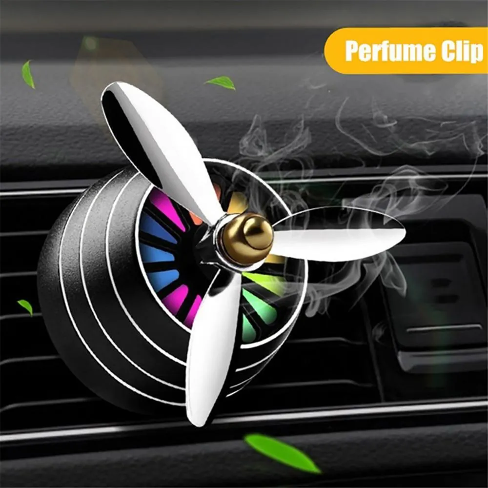 Led ljus bil luft freshener luftkraft propeller form parfym ventilation clip dekor fordon fläkt aromaterapi auto interiör tillbehör ad0012