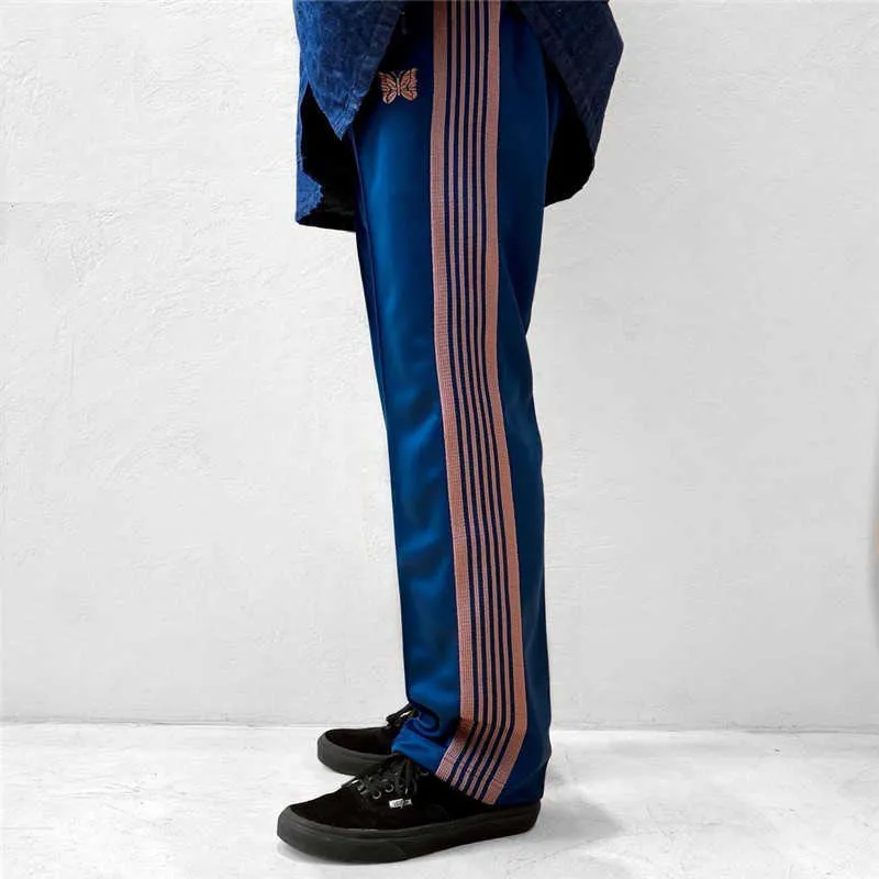 Dark Blue Needles Pants Men Women High Quality Side Stripe Butterfly  Embroidered Needles Track Pants High Street Trousers X0628 From Mengqiqi01,  $29.59
