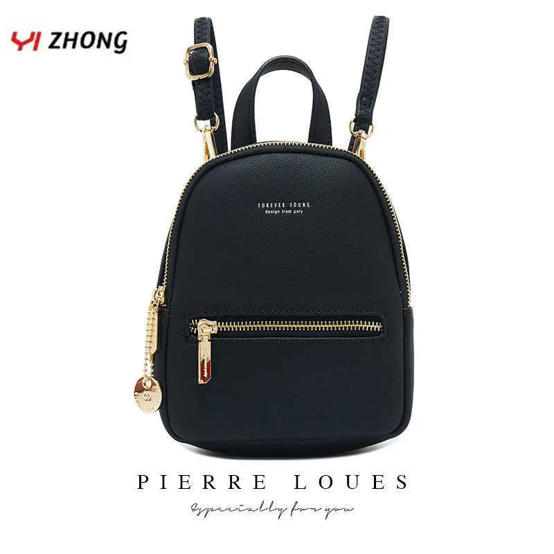 YIZHONG Fashion Mini Backpack for Women Korean Leather Shoulder Bag for Teenage Girls MultiFunction Softback Backpacks Mochila X0529