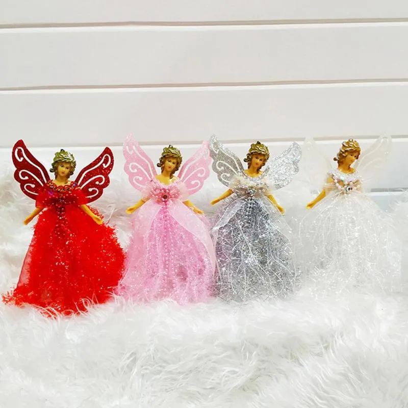 Objetos decorativos figurinhas Natal pendurado anjo menina boneca pingente festa de casamento casa decoração de árvore de natal