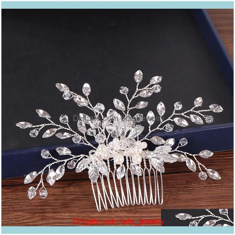 Hair Clips & Barrettes Rhinestone Comb Women Accessories Bride Pearl Jewelry Silver Color For Hairs Headpiece