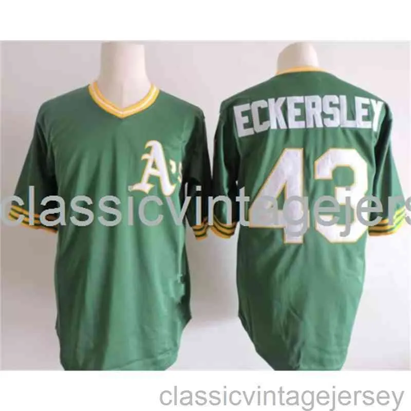 Borduurwerk Dennis Eckersley American Baseball Famous Jersey Gestikt Heren Dames Jeugd Baseball Jersey Maat XS-6XL