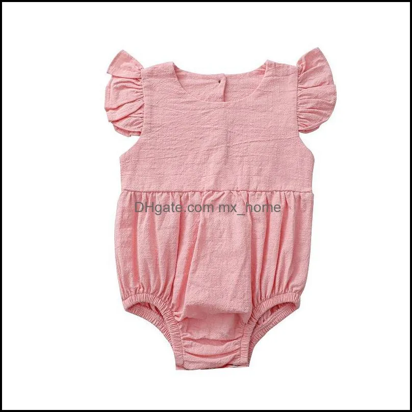 kids Rompers girls boys ruffle fly sleeve romper infant toddler solid color Jumpsuits summer fashion Boutique baby Climbing clothes