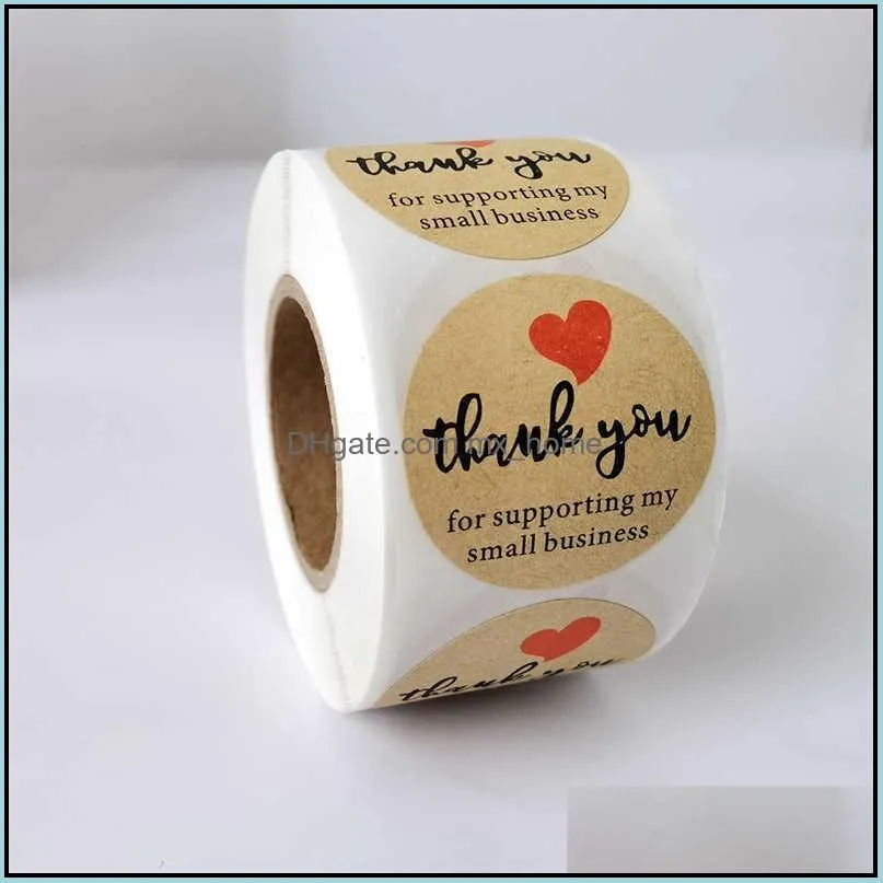 Printed 500pcs/Roll Love Thank You Adhesive Stickers Labels 1Inch Envelope Seal Package Color Party Stickerss 7C2Z