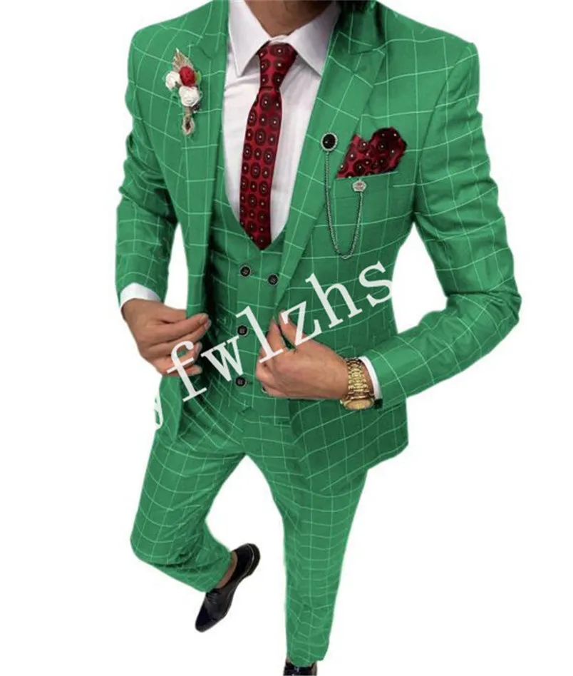 Yakışıklı Tek Düğme Groomsmen Tepe Yaka Damat Smokin Erkekler Düğün Takım Elbise / Balo / Yemeği Adam Blazer (Ceket + Pantolon + Kravat + Yelek) W881
