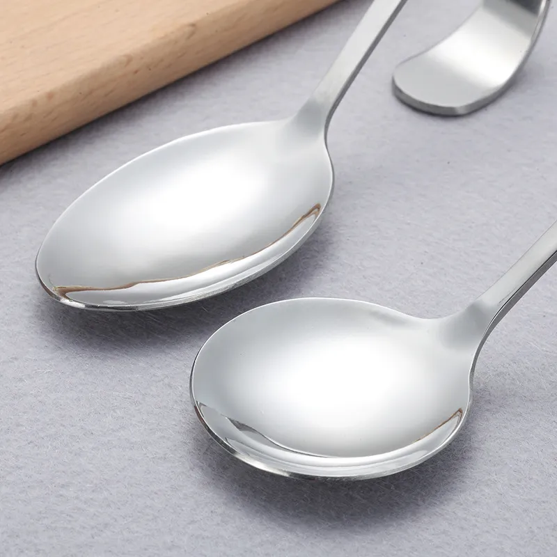 Hotel and Restaurant Use Stainless Steel Canape Serving Spoon Shiny Polish Sea Food with Bendy Handle DH7767
