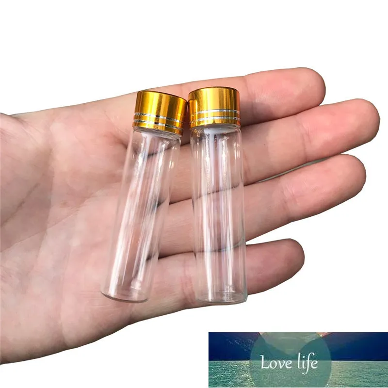 2ml 4ml 6ml Rensa transparenta Små glasflaskor med skruv Mini Tiny Injektionsflaskor Containrar Söt önskningar Flaska Metal 50pcs