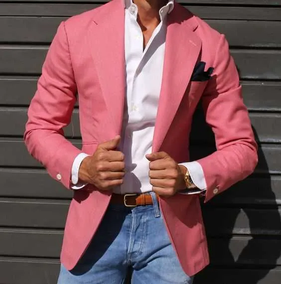 2017 senaste kappa byxor varm rosa blazer casual män kostym mode jacka anpassade kostymer skinny brudgum tuxedo terno masculino x0909