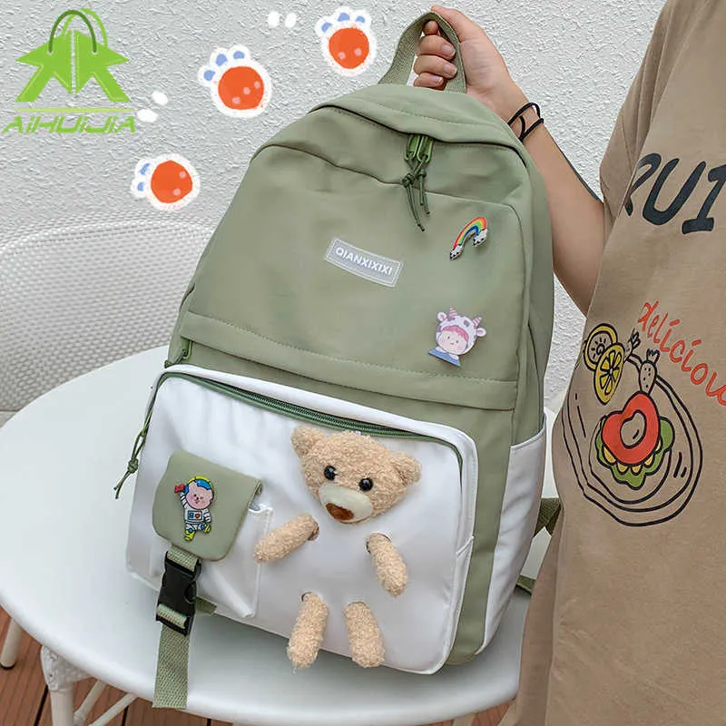 ファッションナイロンラップトップバックパック女性Kawaii Ragdoll RuckSackショルダーバッグニュースクールバッグのための新しいスクールバッグ新しい学生バッグY0804