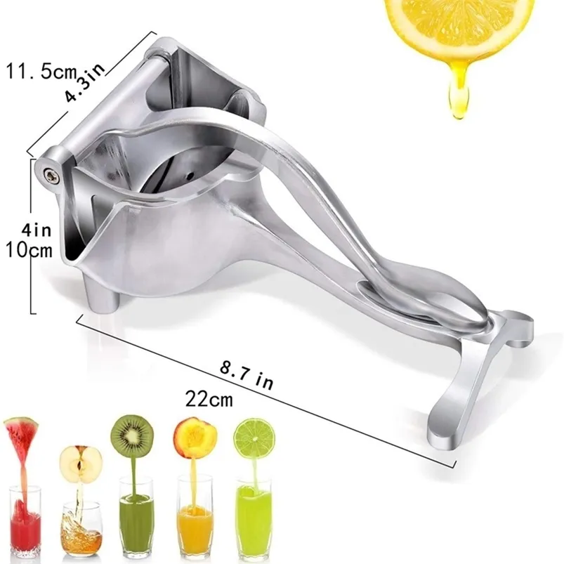 Manuell juice squeezer aluminium legering handtryck r granatäpple apelsin citron sockerrör färsk frukt äpple r 210628