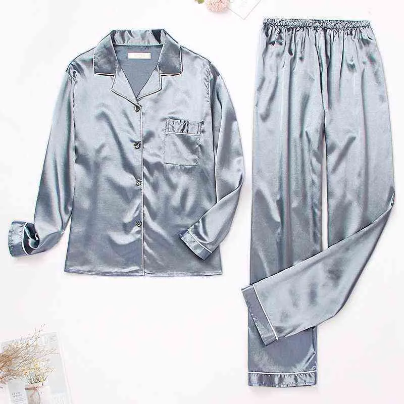 Kobiety jedwabny satynowy piżama piżama zestaw sutowy pijama garnitur żeński sleep dwuczęściowy salon damski plus size 2202082203