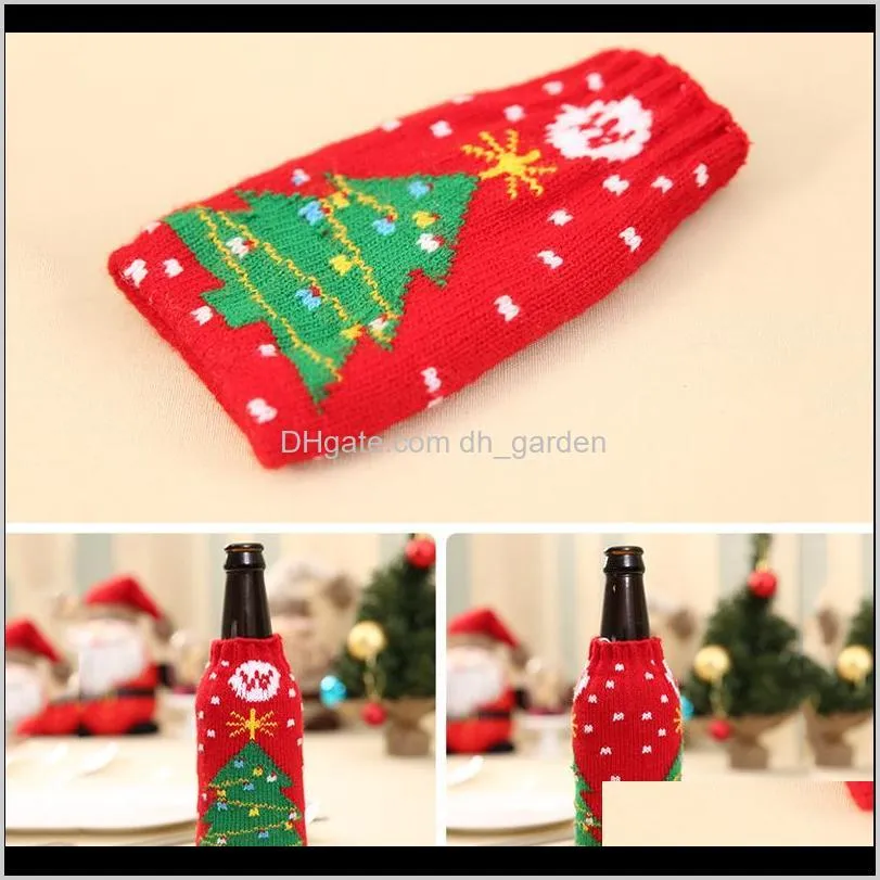 christmas beer bottle cooler sleeve snowflake elk printed acrylic insulator bottle sleeve christmas beer bottle decoration vt0298