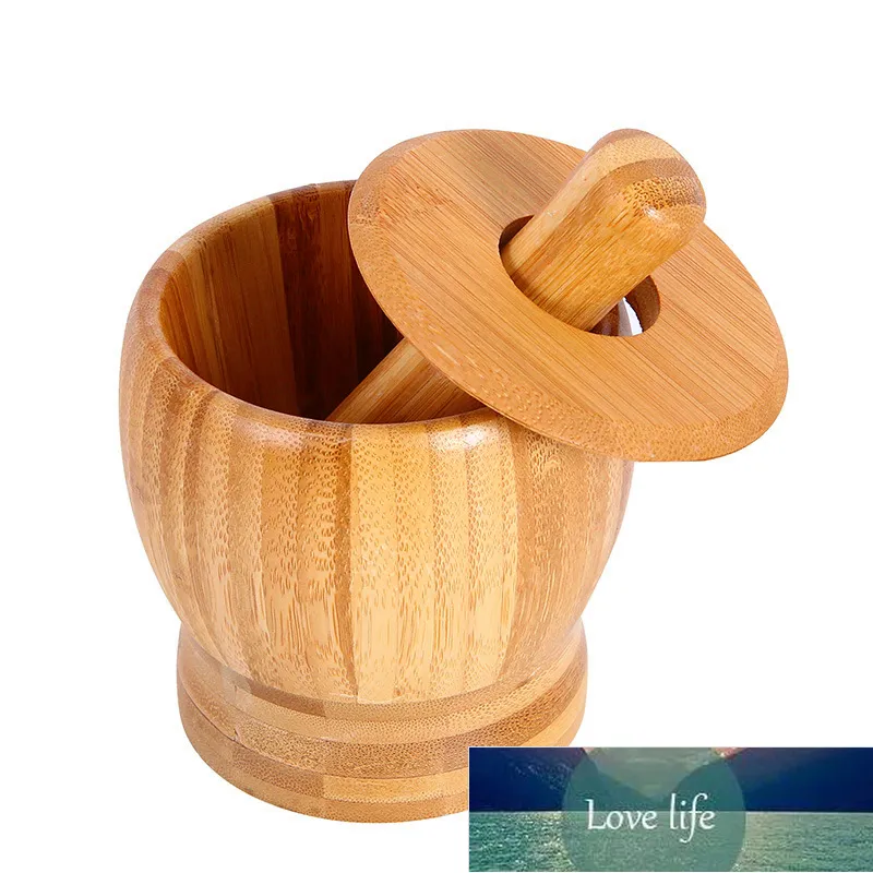 Bamboo Mortar och Pestle Grinder Pestle-Set Slipskål Vitlök Press Ginger Crusher Herb Spice Masher Kök Tool Fabrikspris Expert Design Kvalitet Senaste