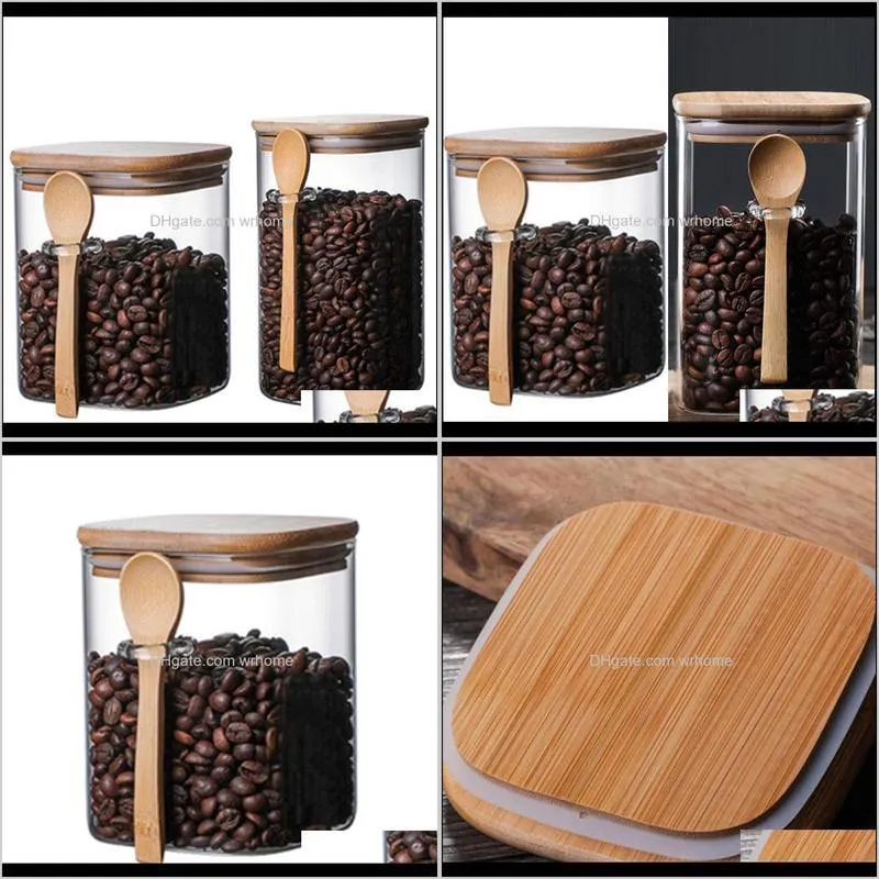 Pcs With Spoon Sealed Jar Storage Tank Condiment Coffee Beans Sugar Bottle Tea Box 800Ml S & 1200Ml L Bottles Jars