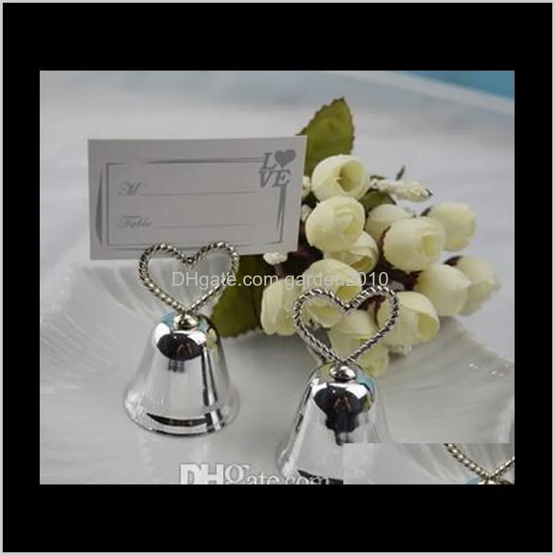 kissing bell wedding place card holders photo holders set