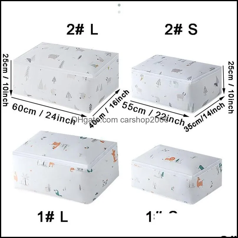 Printed Waterproof Quilt Storage Bag Portable Clothes Storage Bag PEVA Plastic Folding Closet Pillow Blanket Organizer S L HWF9016