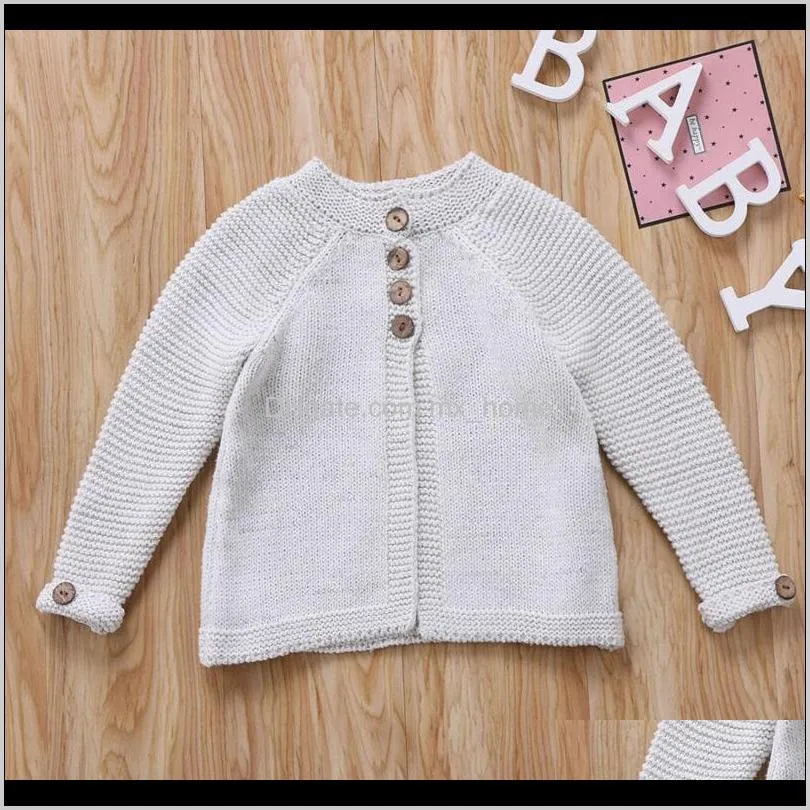 fashion boys girls long sleeve cute gray sweaters coat knitted sweaters solid coat new autumn winter clothes outfits 1-8y 201103