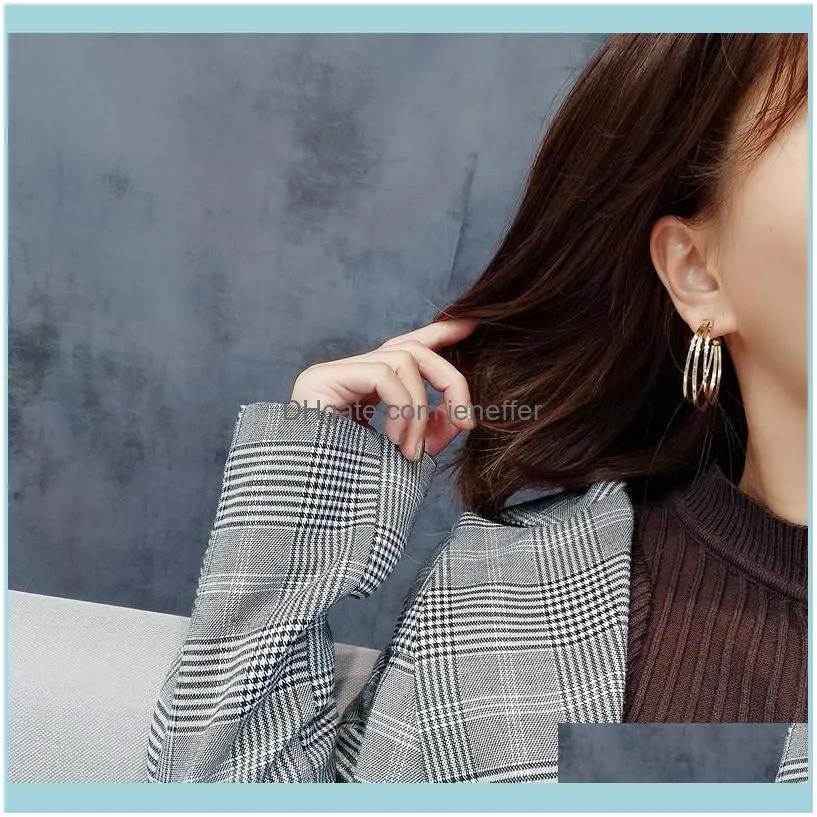 FactoryRYU2 new Titanium women`s 2020 steel fashion Circle cool style simple ring versatile net red color keeping earrings