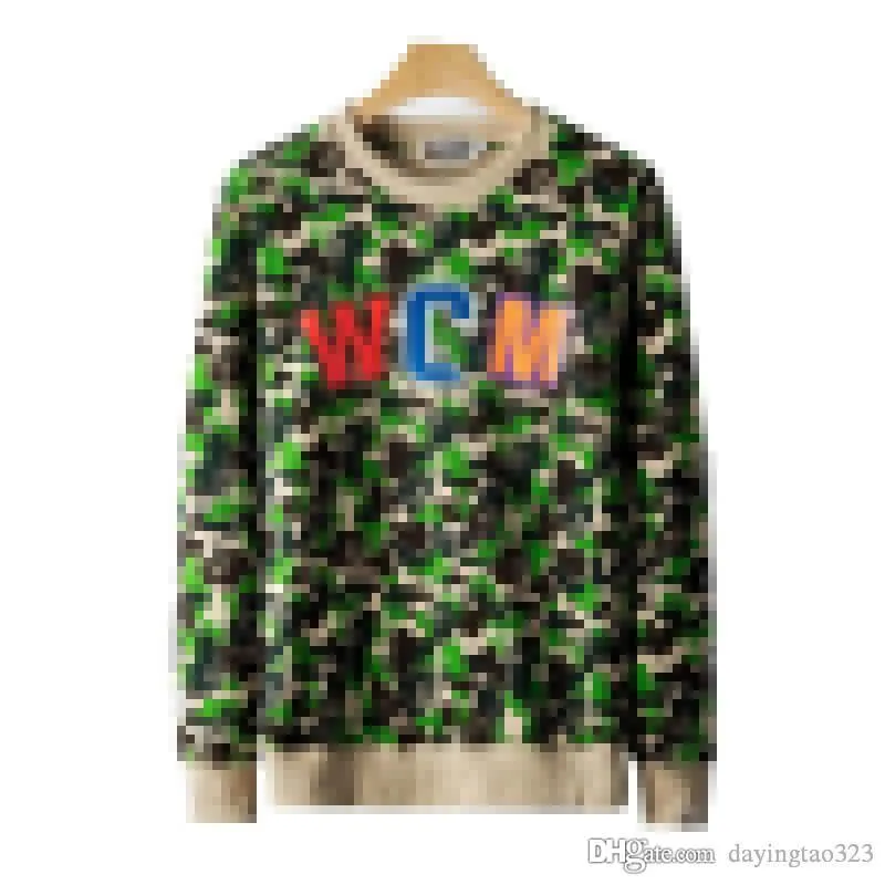 Popular Sell Mens Womens Green A Bathing Ape Shark Head Japan Round Neck Pullover Sweater Camouflage