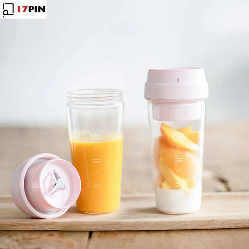 Youpin 17PIN Juicer Portable Blender 400ML Fruit Cup Extracter 30s Juicing Mixer Magnetic Charging for Travel Home 210628