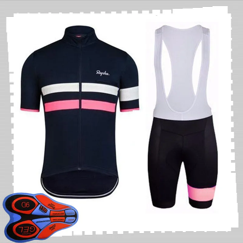 Rapha Team Cycling Kortärmad Jersey (Bib) Shorts Set Mens Sommar Andningsväg Cykelkläder MTB Bike Outfits Sport Uniform Y21041448