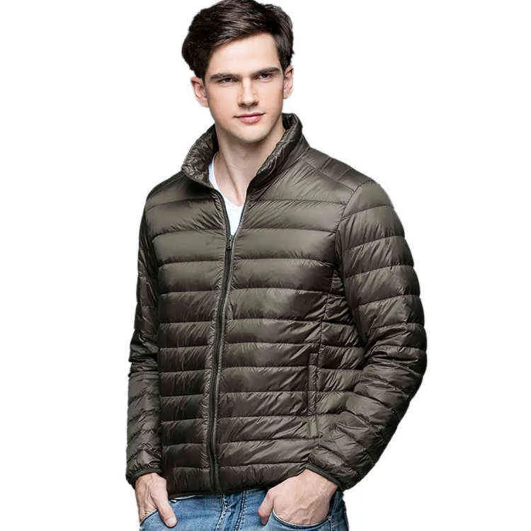 New Autumn Winter Man Duck Down Jacket Ultra Light Thin Plus Size Spring Jackets Men Stand Collar Outerwear Coat G1108