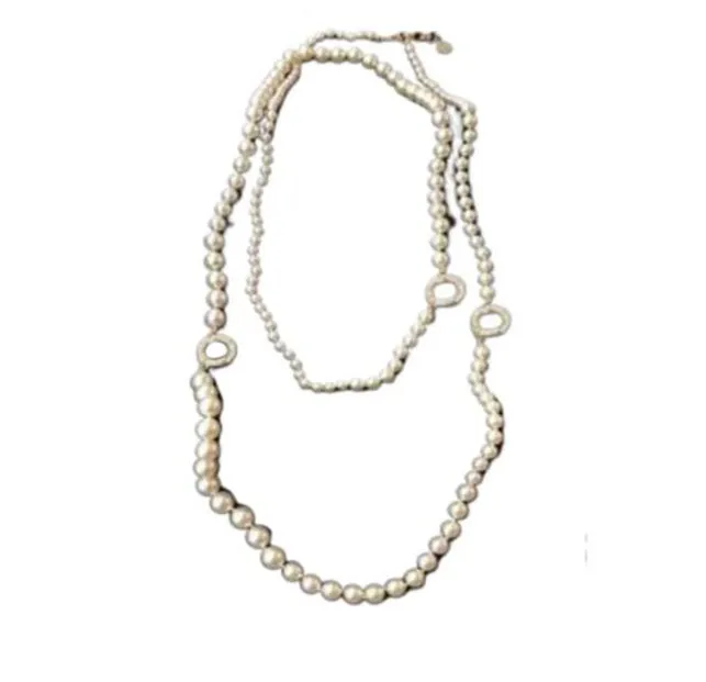 Popular fashion pearl sweater chain Beaded necklace for women Party Wedding jewelry for Bride with box HB521