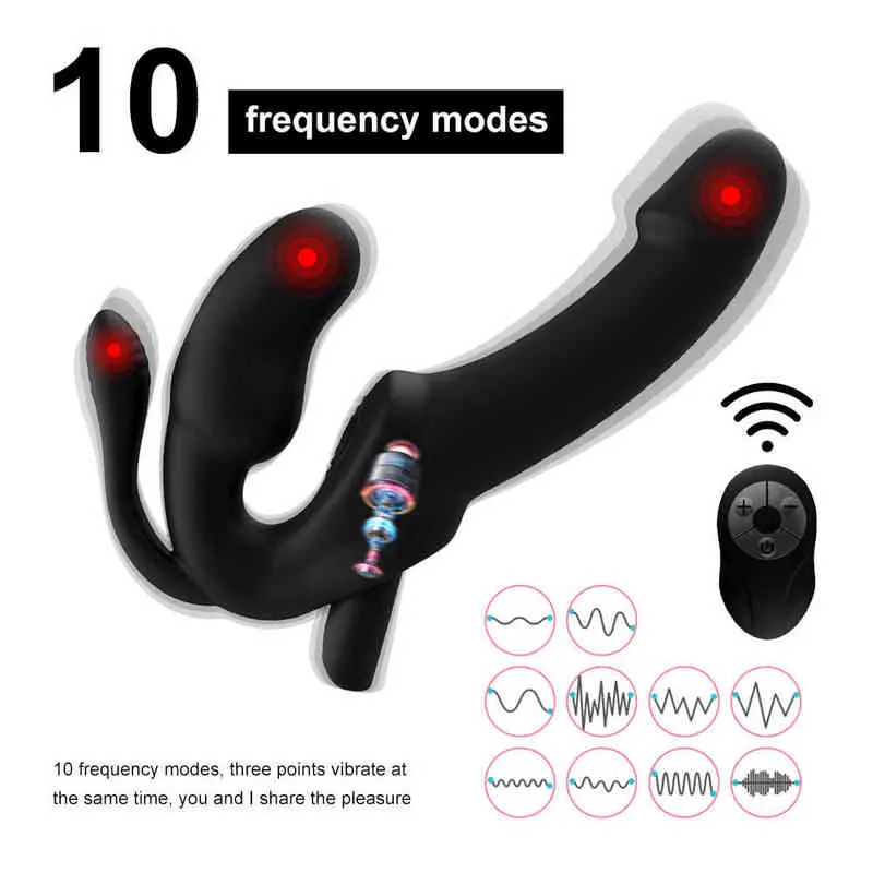 NXY Vibrateurs Nouveau 10 Vitesses Strapon Gode Vibrateur Femme Jouets Érotiques En Couple Double Vibrant G Spot Anal Putt Plus Masseur De La Prostate 0408