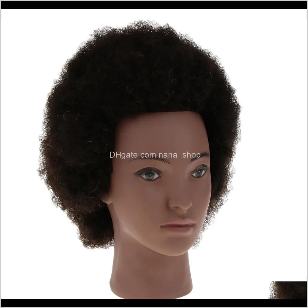 Têtes de cosmétologie Afro Mannequin tête avec cheveux de Yak pour la pratique de coupe de tressage Qyhxo Dtpyn