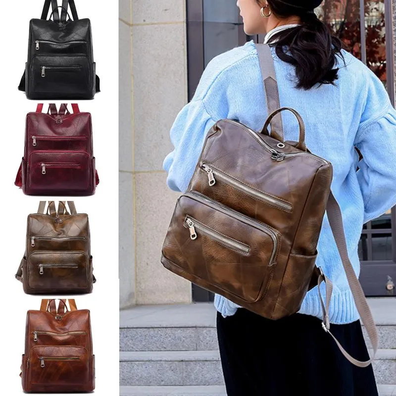 Backpack Style Brand Women Leather School Bag Fashion Waterproof Travel Casual Book Female 4 Color 2021#G30