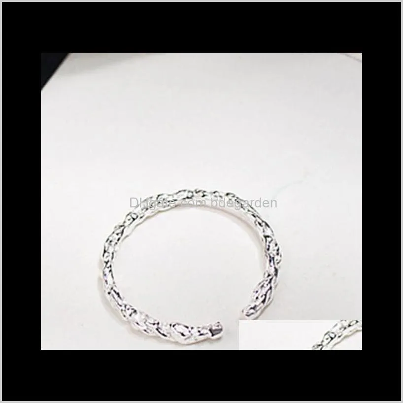 Band Schmuck Schmuck S925 Sterling Silber Falten Geometrie Dünne Offene Ringe Für Frauen Mode Von Drop Lieferung 2021 Wbfwv