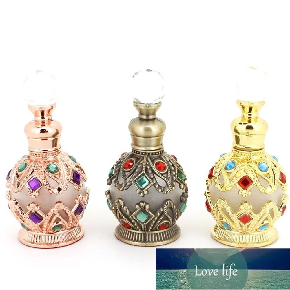 15ml Vintage Metal Perfume Bottle Aromaterapi Essential Oil Bottles Tom Refillable Es Container Bröllopsdekoration Presenter