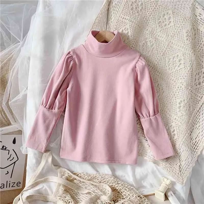 Gooporson Fall Girls Shirts Fashion Korean Långärmad tröja Liten flicka Undershirt Söt Barn Bottnar Barn Kostym 210508