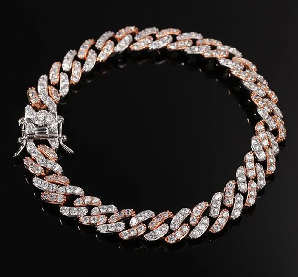 9mm Iced Out Cuban Link Bracelet Zircon Fashion Punk Bling Anklet Hiphop Jewelry For Men Women327V