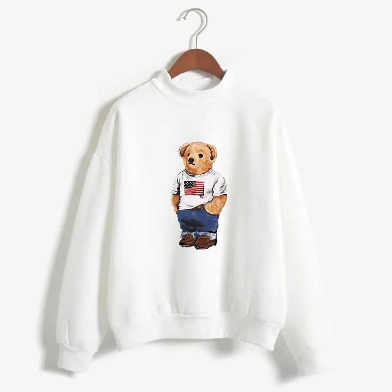 Polos Bear Shirt للنساء للنساء منذ فترة طويلة الهوكي الهوكي الاتحاد الأوروبي في المملكة المتحدة الحجم Matini Bear Captain Shirt