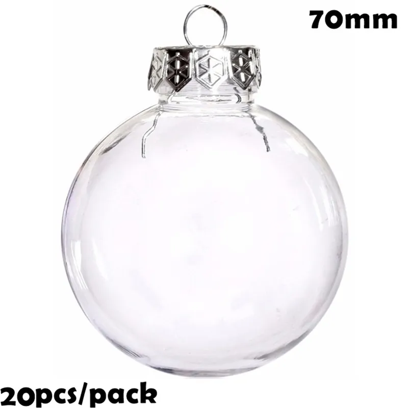 Promocja - 20 sztuk x DIY Malować / Shatterproof Clear Christmas Decoration Ornament 70mm Plastic Cacko / Ball 211122